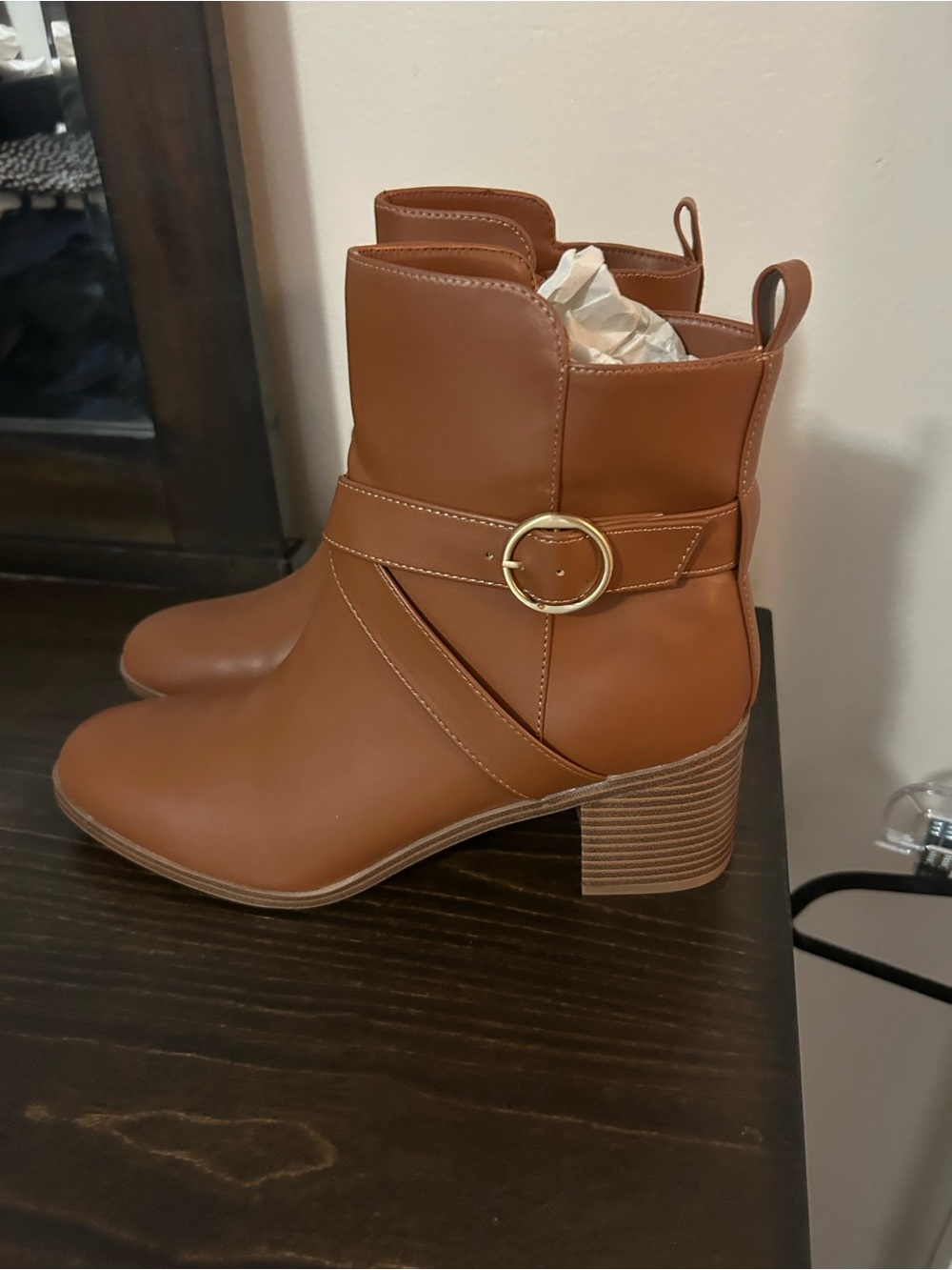 Style & Co. Tan Ankle Booties with Gold Ring Accent